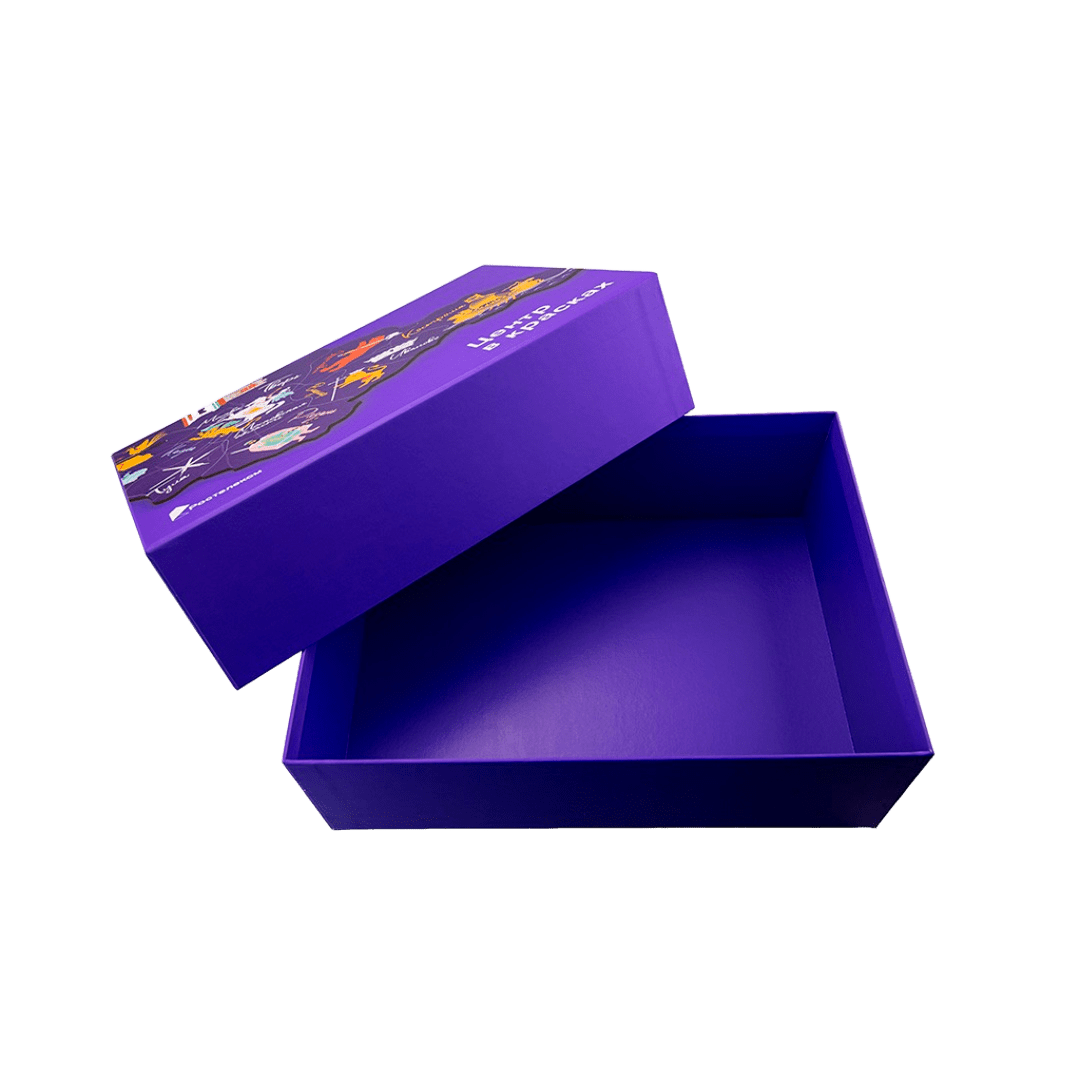 Коробка крышка-дно кашированная в фирменные цвета для Ростелеком